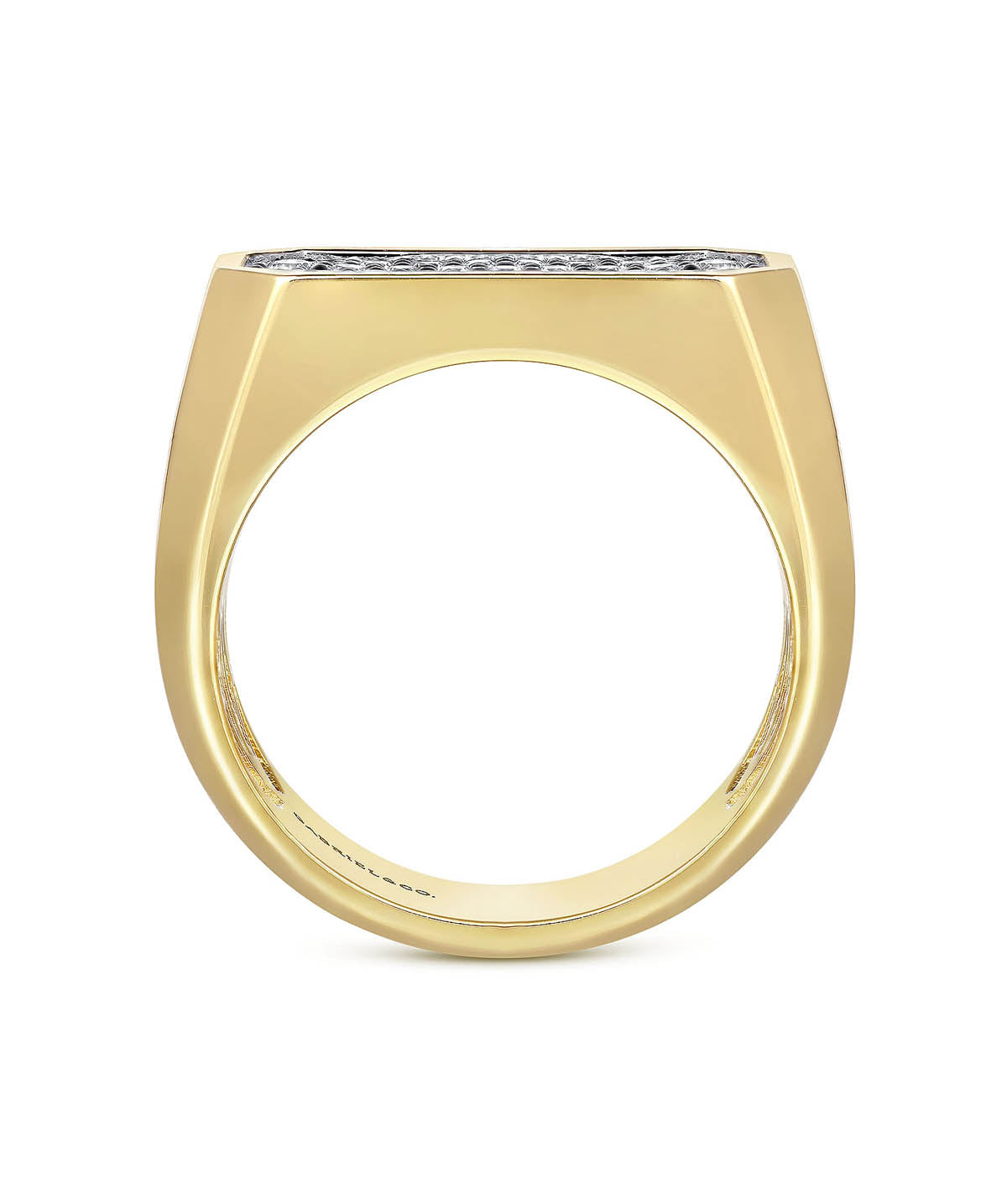 14K Yellow Gold Diamond Pave Men's Ring in Sand Blast Finish
