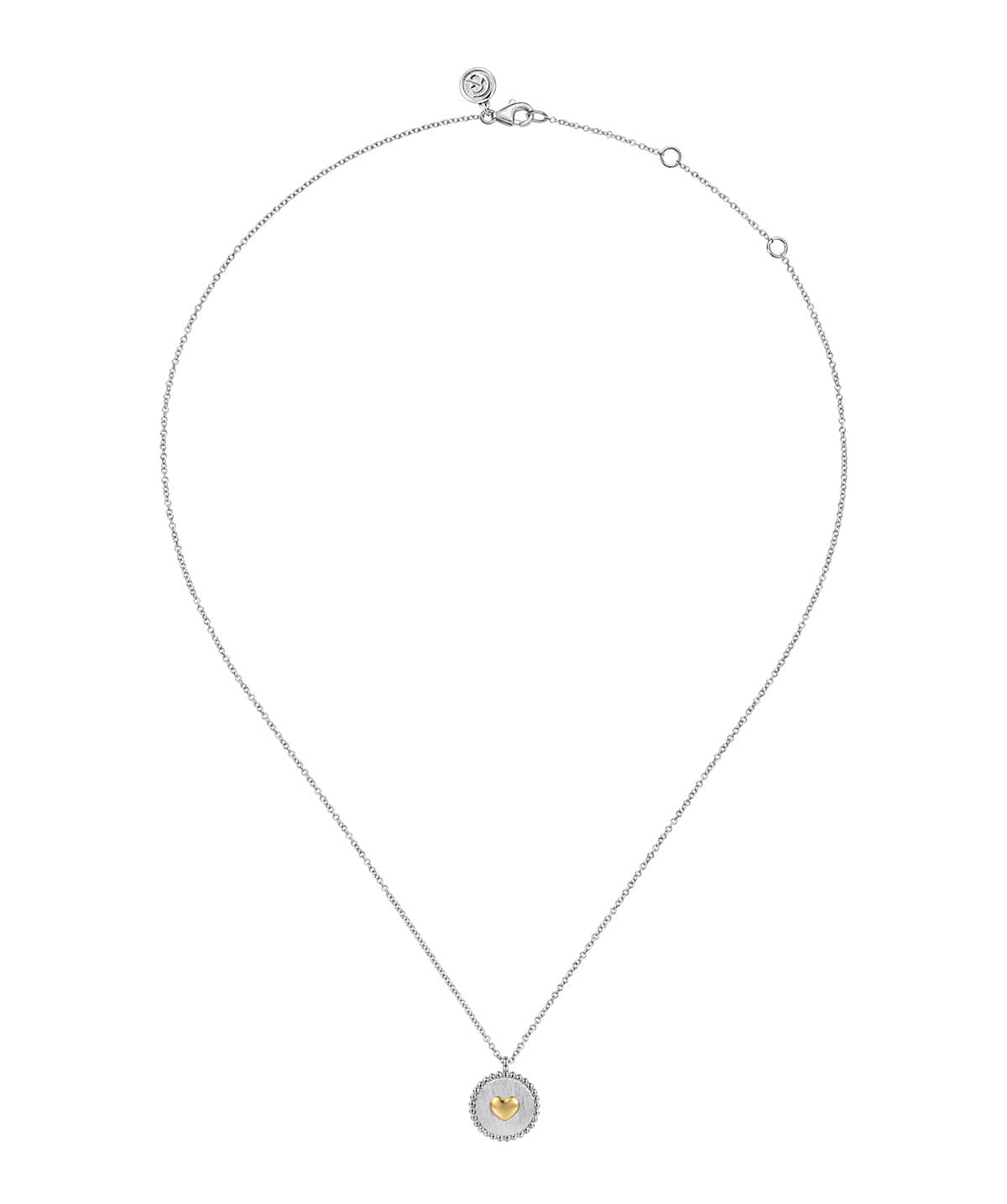 14K Yellow Gold 925 Sterling Silver Bujukan Heart Medallion Pendant Necklace