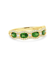 14K Yellow Gold 1.00ct Tsavorite and Diamond Band Style Ring
