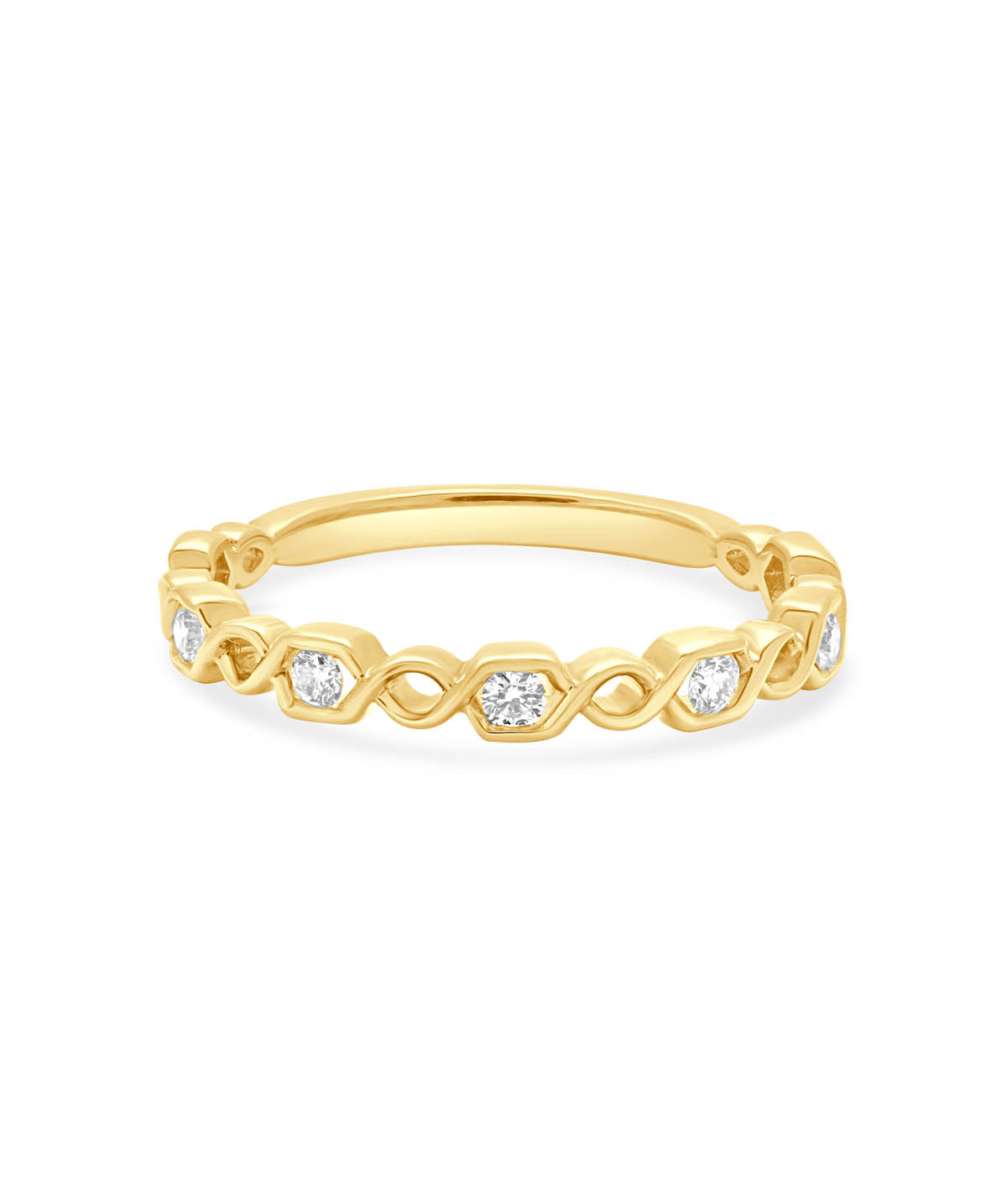 14K Yellow Gold Diamond Twist Stackable Ring