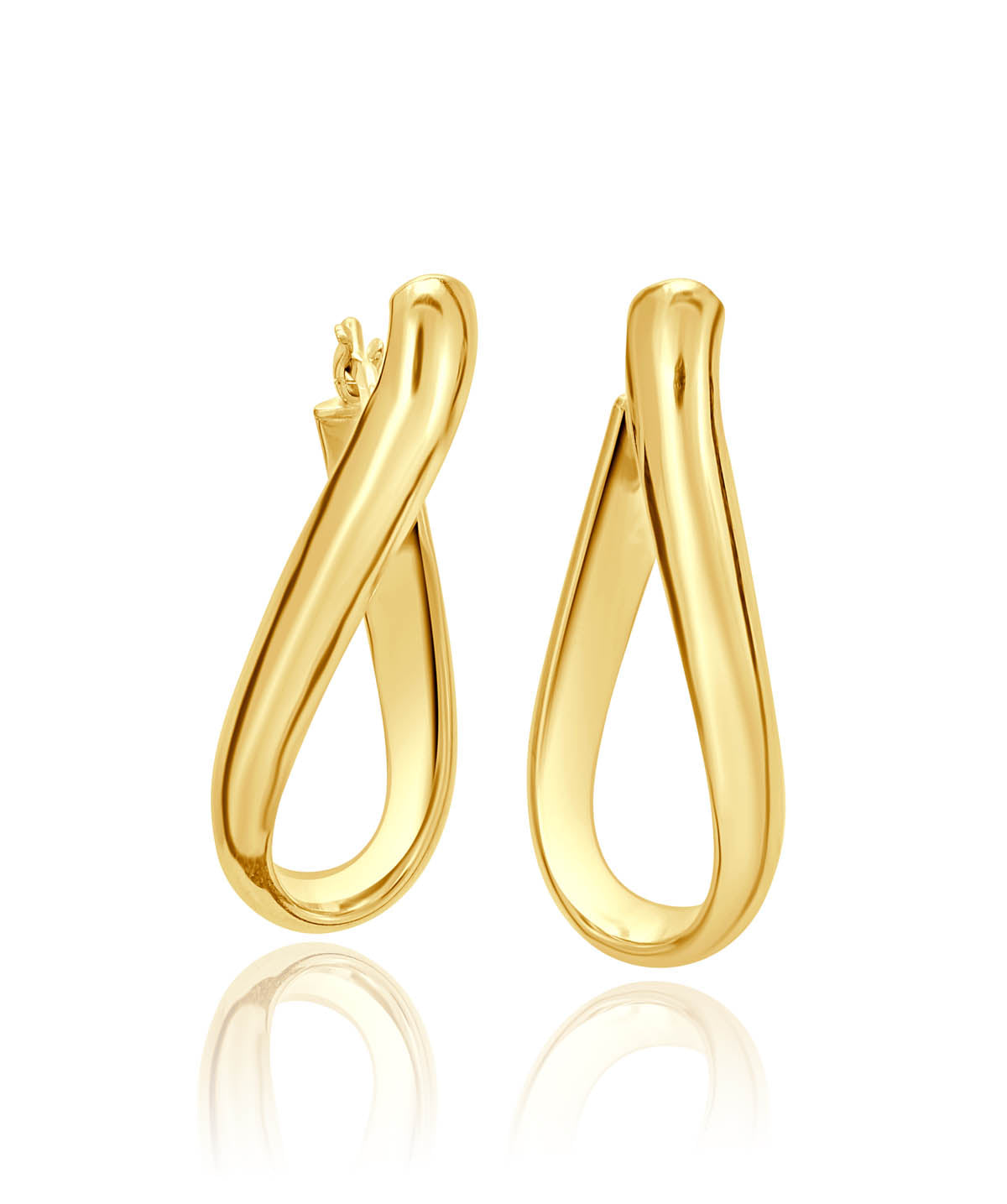 14K Yellow Gold Oval Twist Hoop Earrings