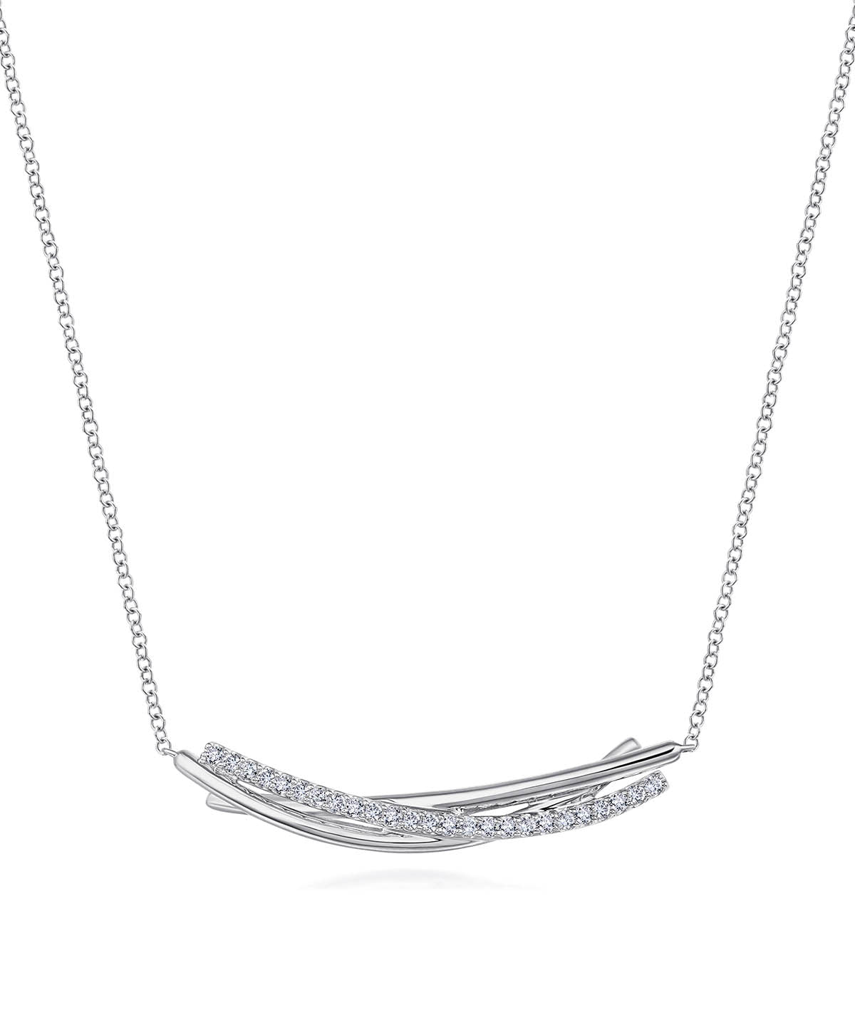 925 Sterling Silver White Sapphire Bar Necklace