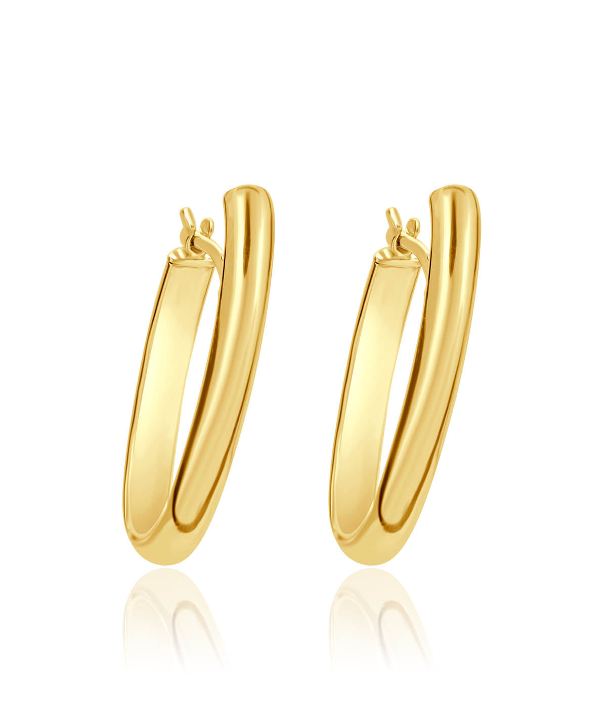 14K Yellow Gold Oval Hoop Earrings