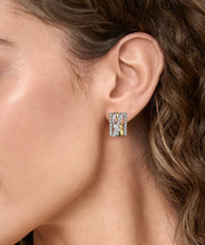 925 Sterling Silver and 14K Yellow Gold Bujukan White Sapphire Criss Cross J Hoop Earrings