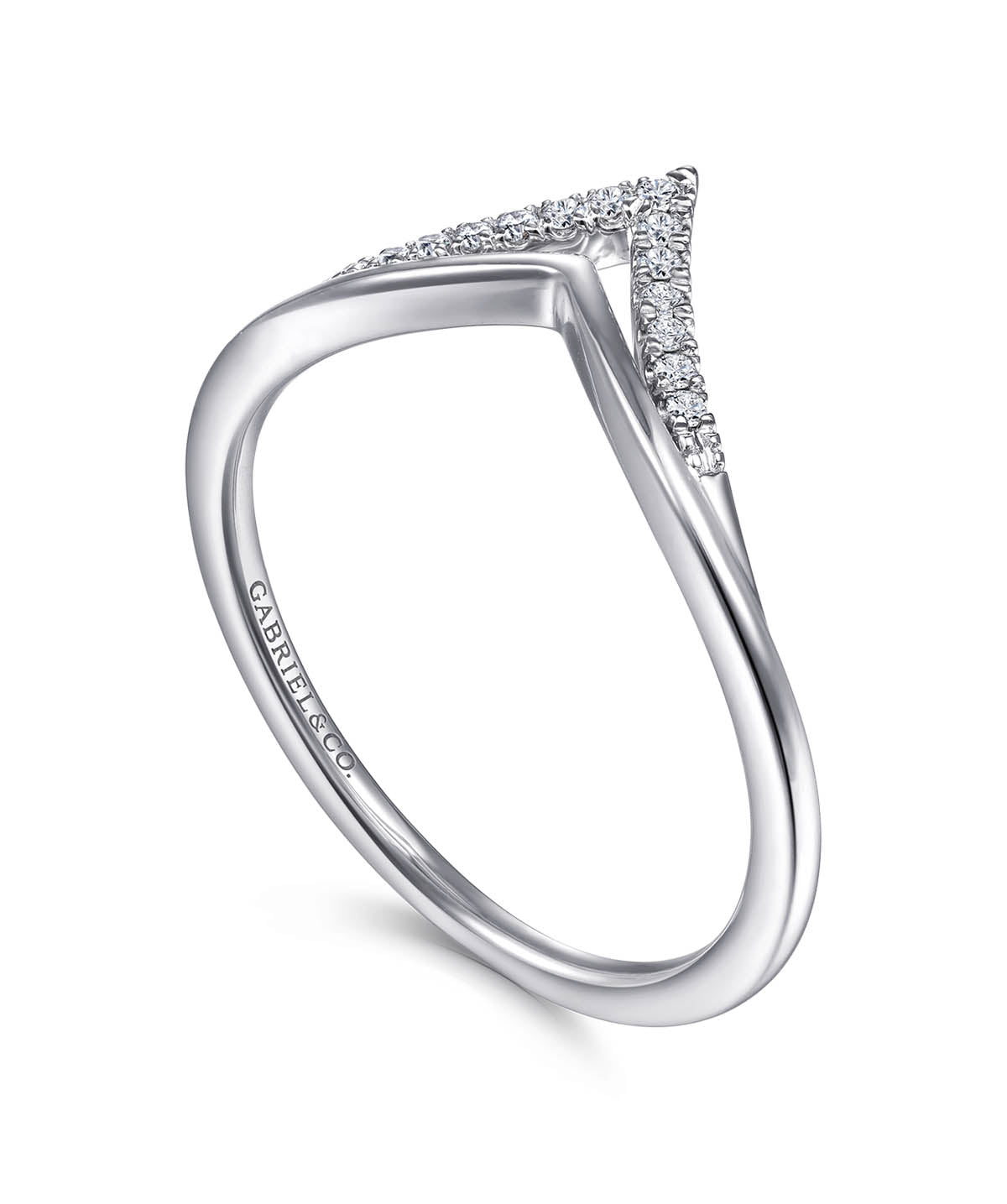 14K White Gold Diamond Chevron Ring