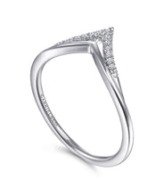 14K White Gold Diamond Chevron Ring
