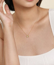 14K Yellow Gold Butterfly Necklace With Diamond Cut Finish And Graduating Diamonds