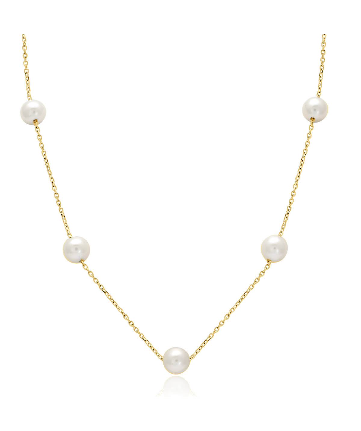 14K Yellow Gold 6-6.5mm Pearl Tin Cup Necklace
