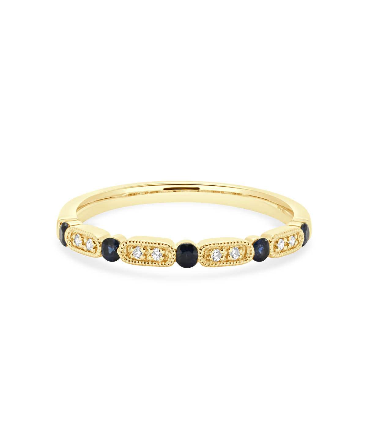 14K Yellow Gold Diamond And Sapphire Stackable Ring