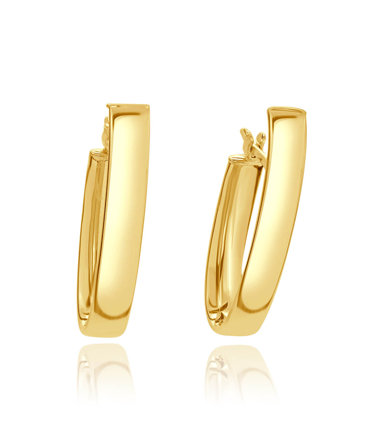 14K Yellow Gold Oval Hoop Earrings