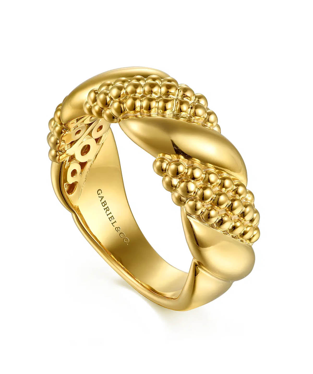 Bujukan Pave - 14K Yellow Plain Gold Bujukan Twisted Ring