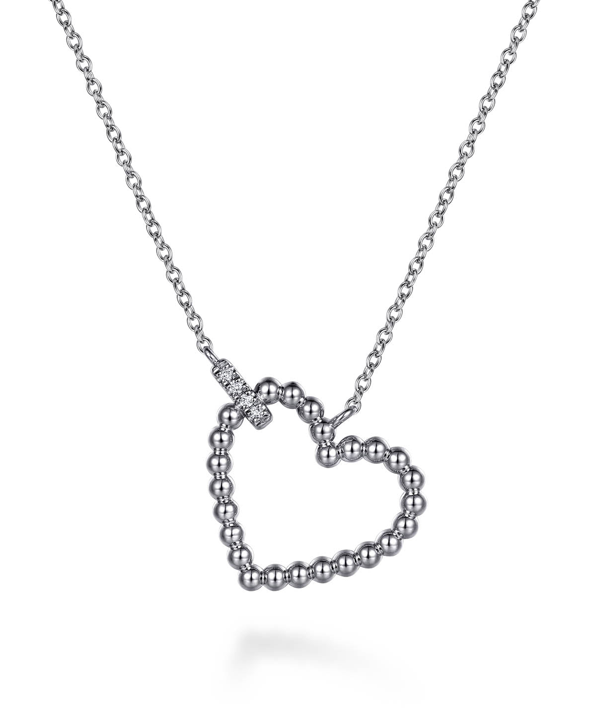 925 Sterling Silver Bujukan Heart Diamond Pendant Necklace