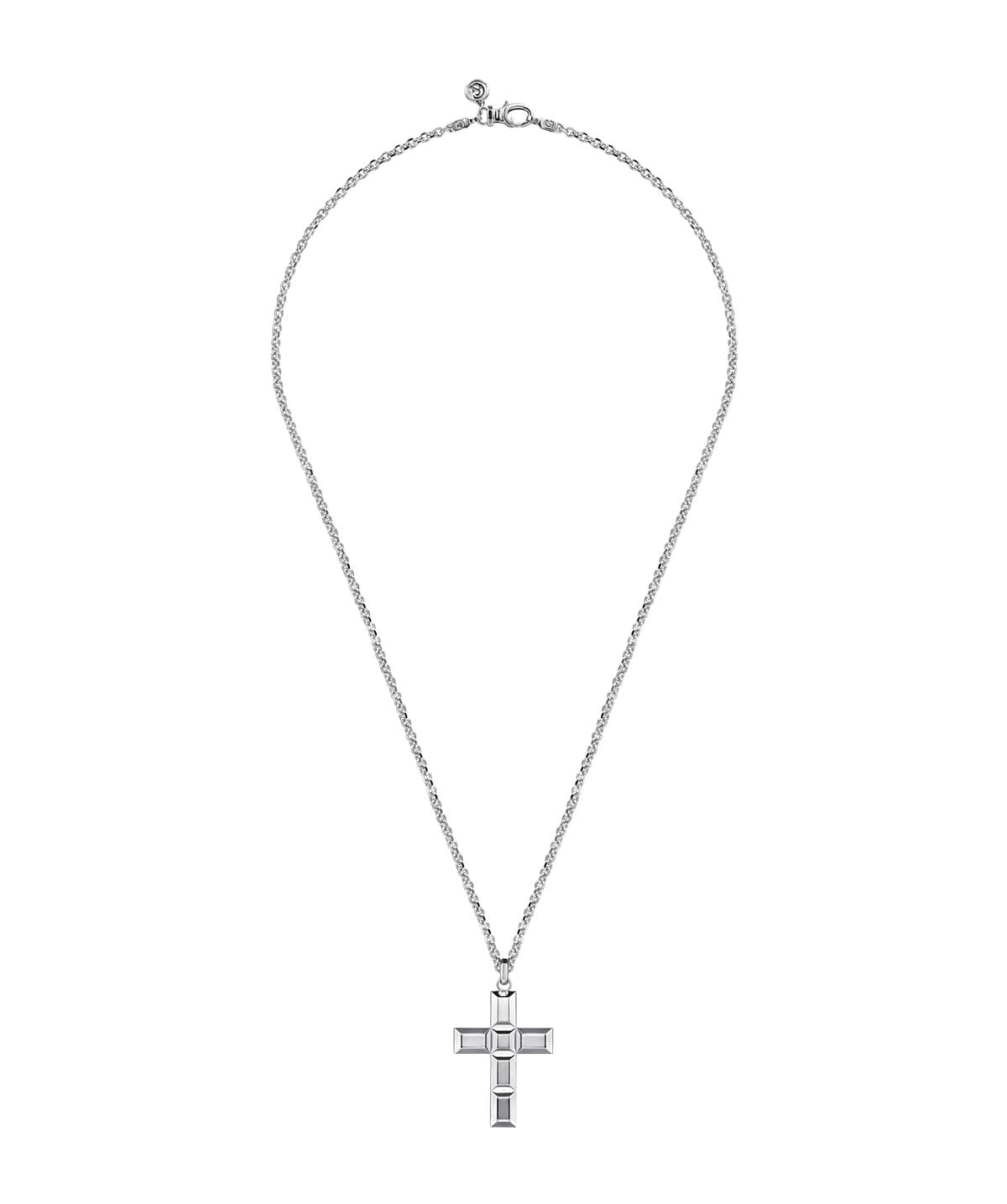 22 Inch 925 Sterling Silver Geometric Cross Pendant Necklace