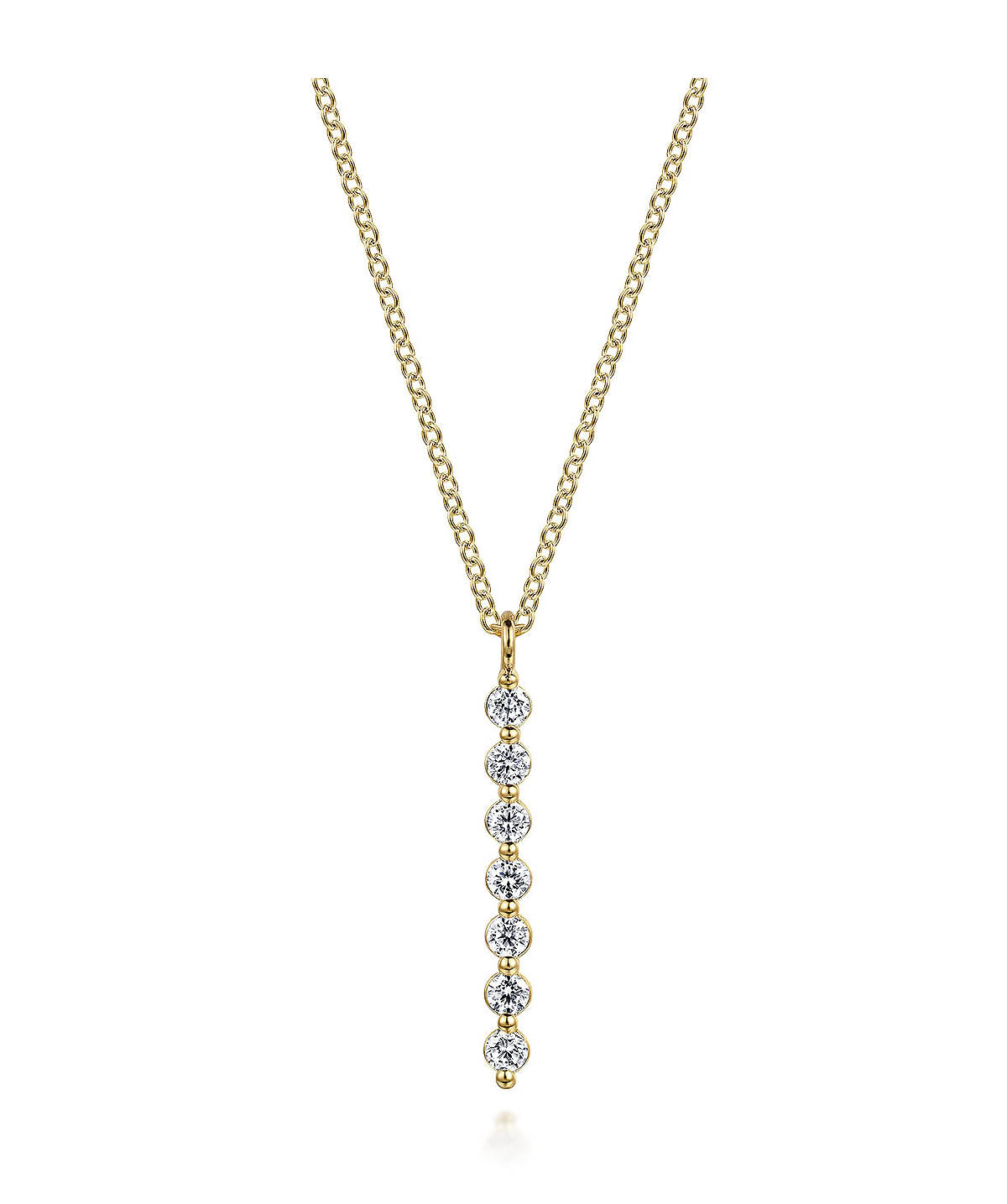 14K Yellow Gold White Sapphire Bar Necklace