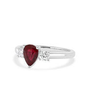 14K White Gold 1.30ct Ruby and Diamond Three Stone Ring