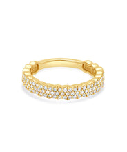 14K Yellow Gold Scalloped Edge Diamond Pave Band