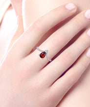 14K White Gold 0.83ct Garnet Diamond Chevron Ring