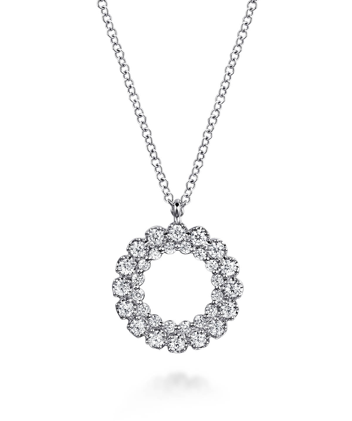 14K White Gold 0.50ct Diamond Circle Pendant Necklace