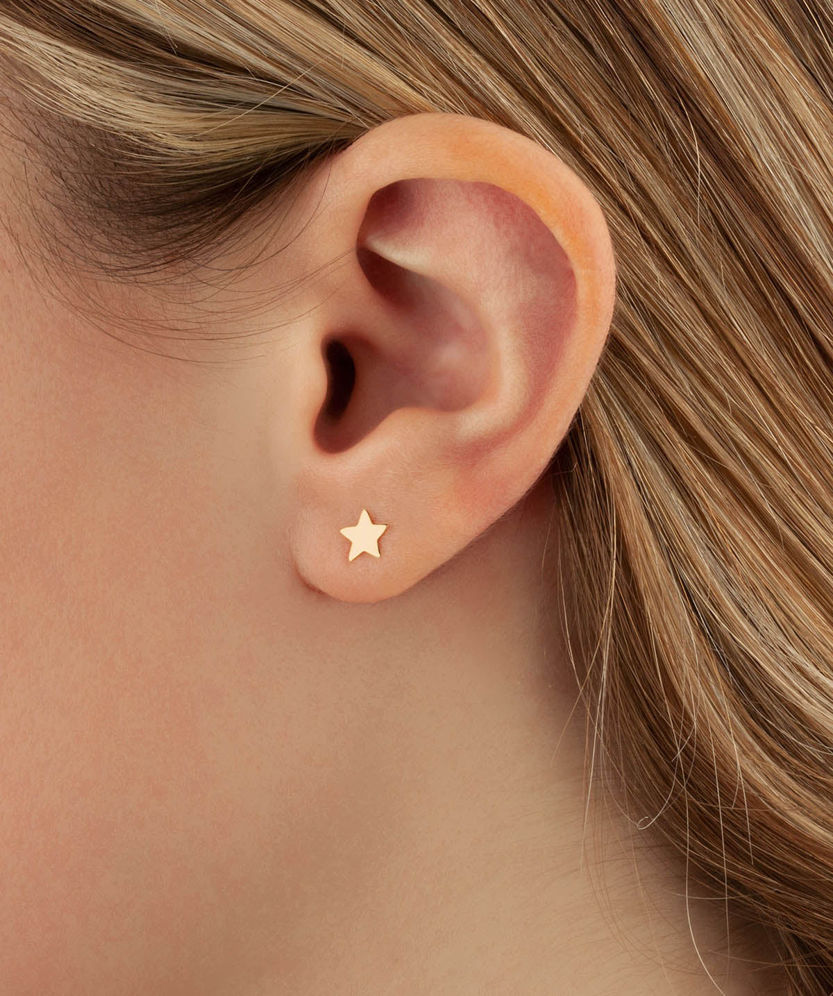 14K Yellow Gold Small Star Studs