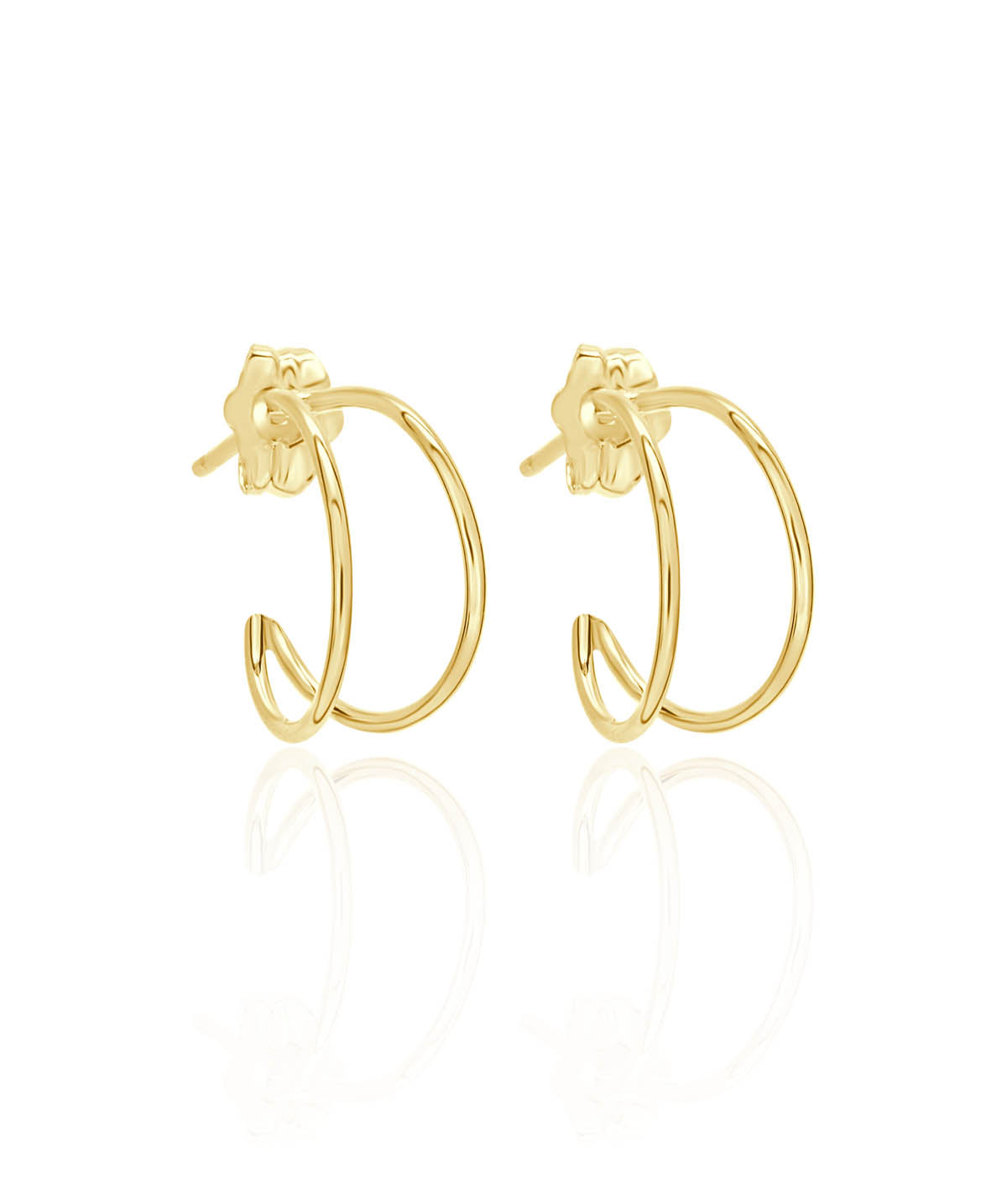 14K Yellow Gold 12mm Tapered Double Wire Earrings