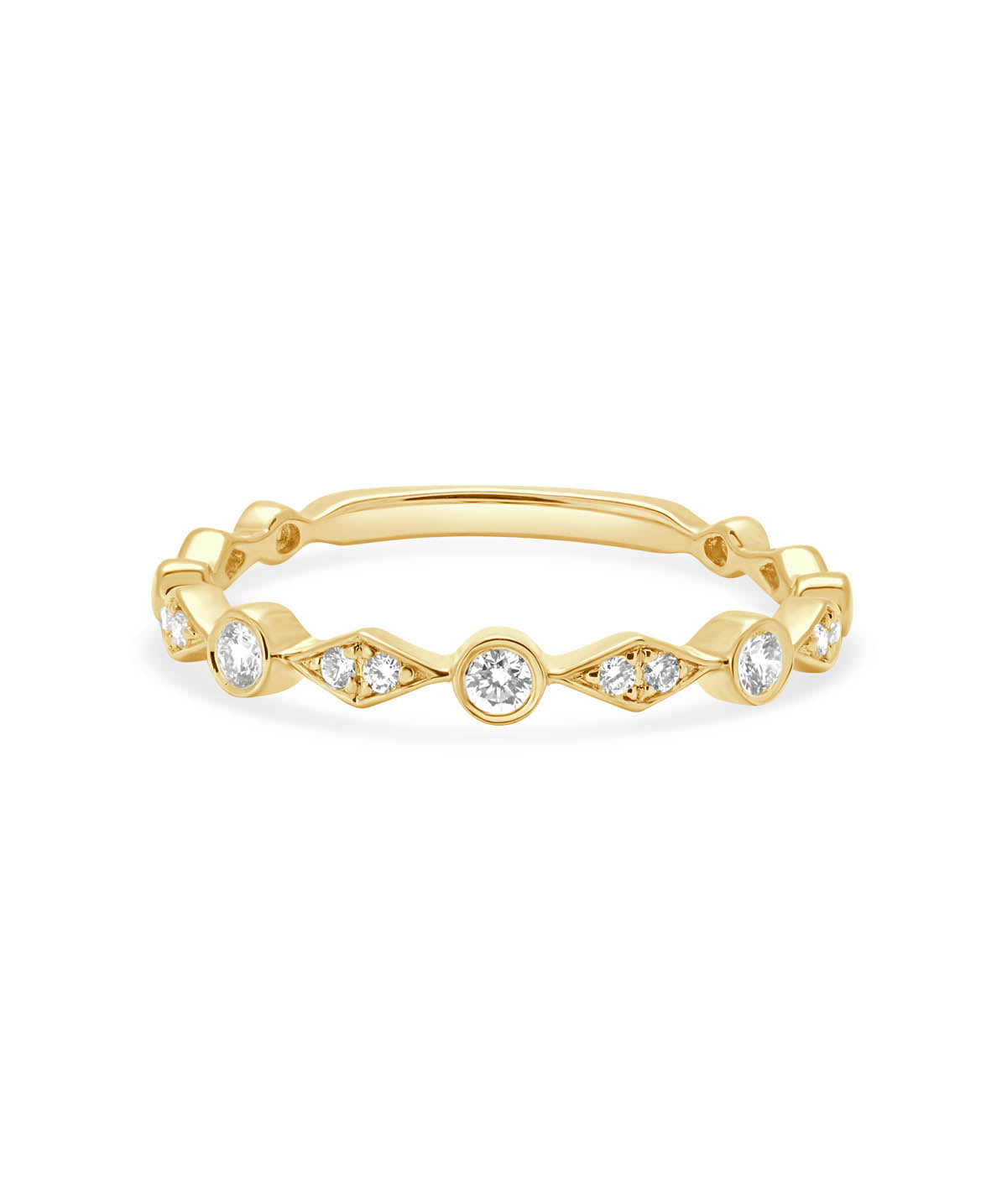 14K Yellow Gold Diamond Stackable Ring