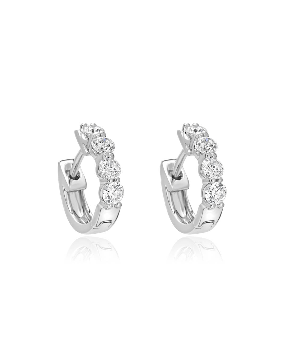 14K White Gold Diamond Huggie Earrings 0.72cttw