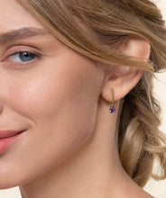 14K Yellow Gold Bujukan Amethyst J Hoop Earrings