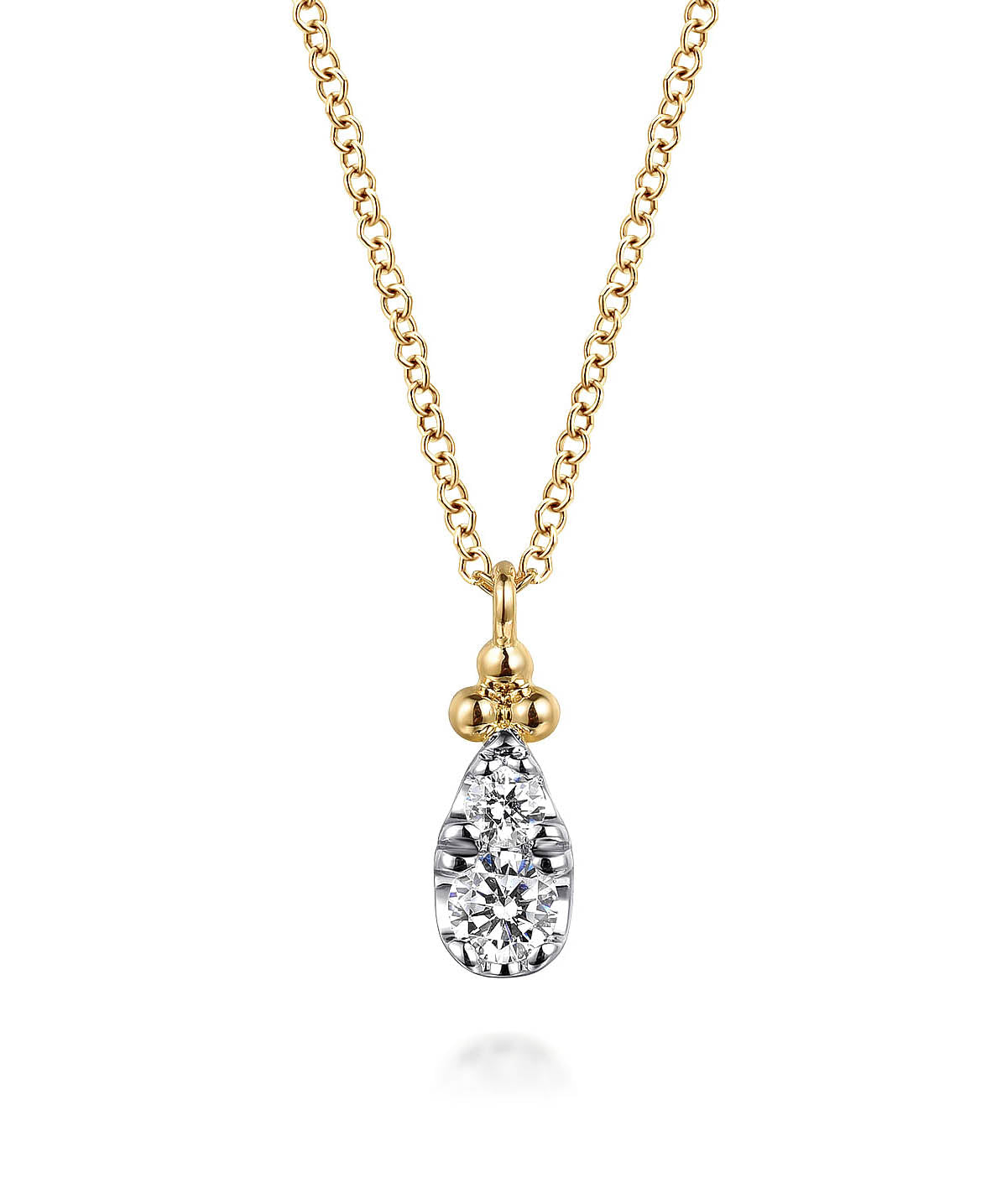 14K Yellow Gold Diamond Bujukan Teardrop Pendant Necklace