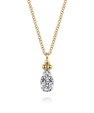14K Yellow Gold Diamond Bujukan Teardrop Pendant Necklace