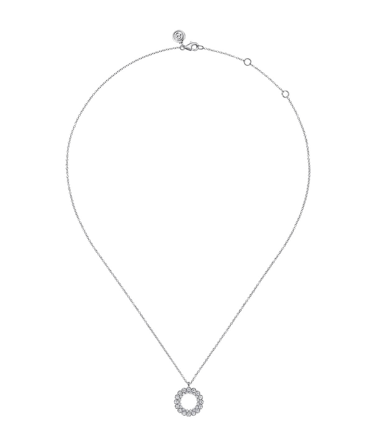 14K White Gold 0.50ct Diamond Circle Pendant Necklace