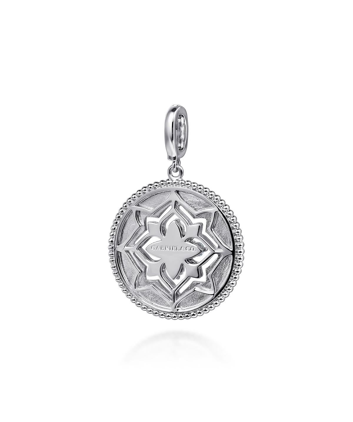 925 Sterling Silver Blue Topaz and White Sapphire Bujukan Medallion Pendant 24mm (WAIT)