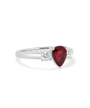 14K White Gold 1.30ct Ruby and Diamond Three Stone Ring