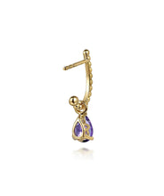 14K Yellow Gold Bujukan Amethyst J Hoop Earrings