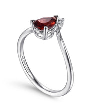 14K White Gold 0.83ct Garnet Diamond Chevron Ring
