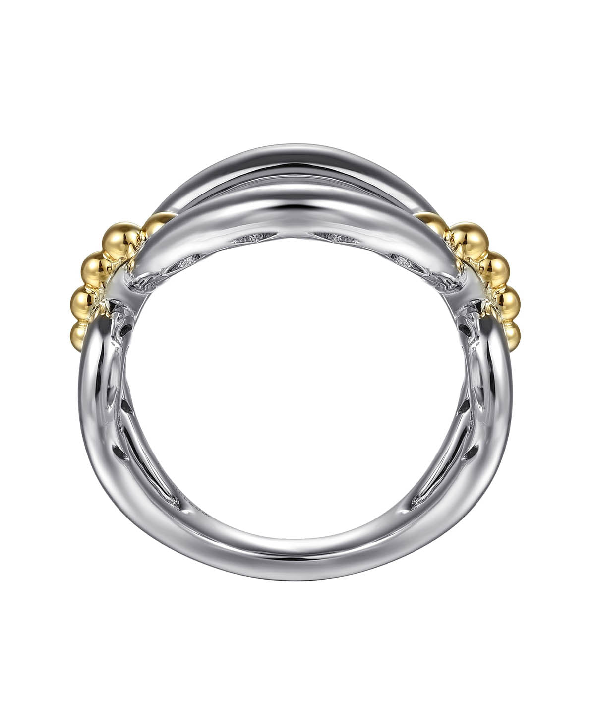 925 Sterling Silver and 14K Yellow Gold Bujukan Link Ring