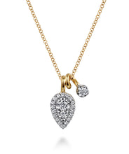 14K White Yellow Gold Double Diamond Pendant Necklace