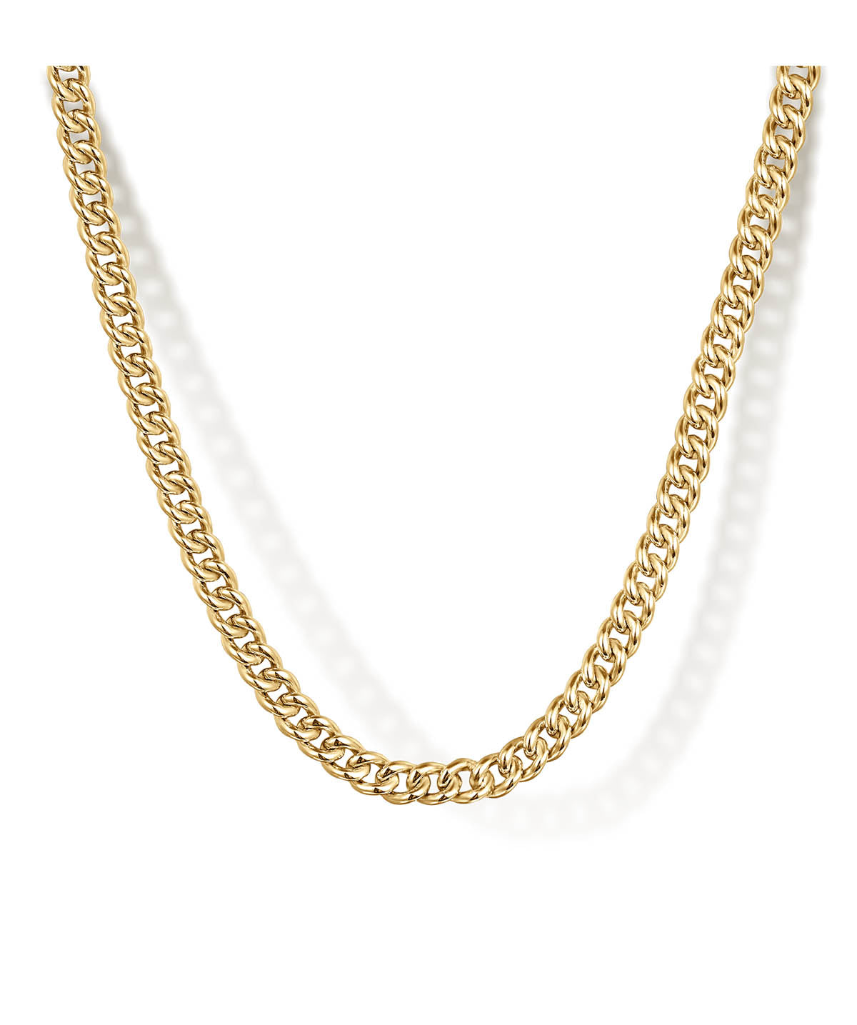 22 Inch 3mm 14K Yellow Gold Hollow Men's Cuban Link Chain Necklace