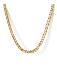 22 Inch 3mm 14K Yellow Gold Hollow Men's Cuban Link Chain Necklace