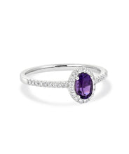 14K White Gold 0.41ct Amethyst and Diamond Halo Ring