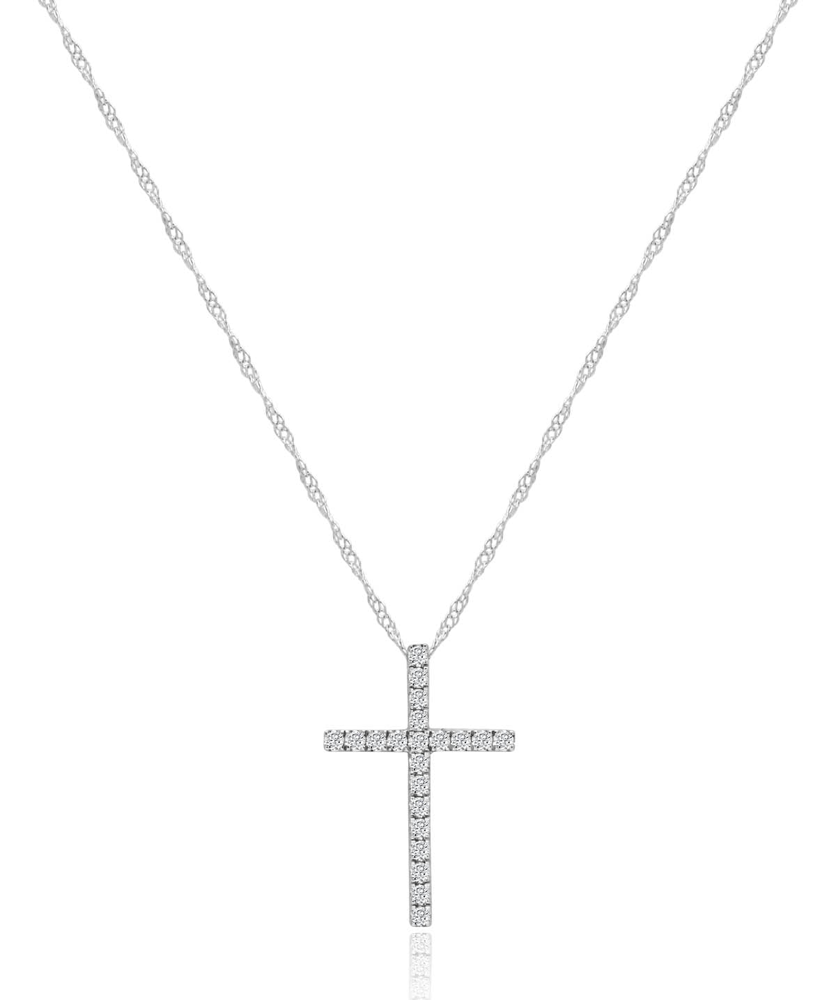 14K White Gold Diamond Cross Pendant