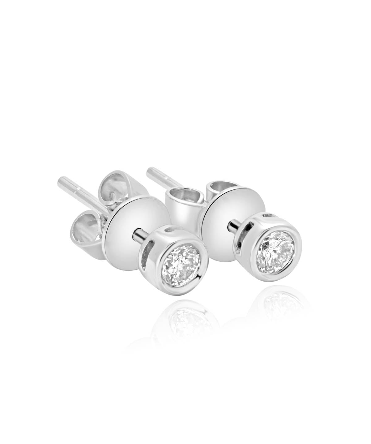 14K White Gold Bezel Diamond Stud Earrings 0.23cttw