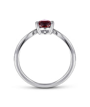14K White Gold 0.83ct Garnet Diamond Chevron Ring