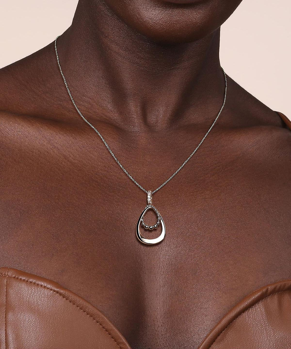 925 Sterling Silver White Sapphire Bujukan Pendant Drop Necklace