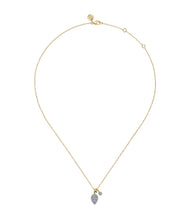 14K White Yellow Gold Double Diamond Pendant Necklace