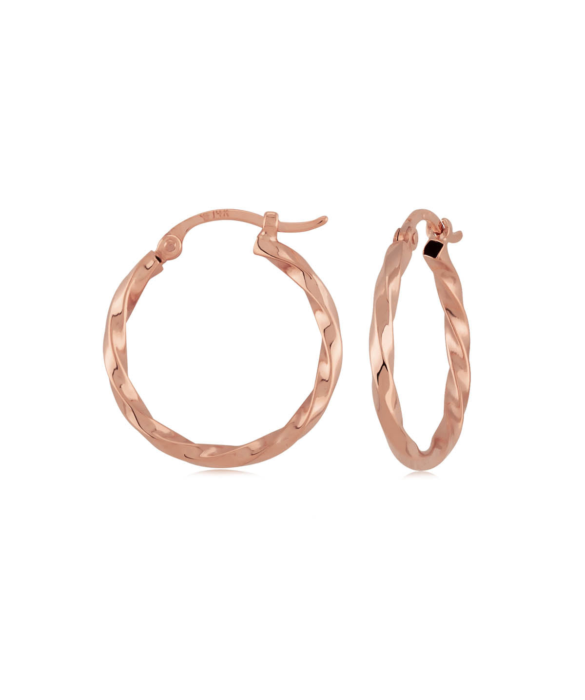 14K Rose Gold Twisted Tube Hoop Earrings