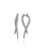 14K White Gold Diamond Spike Drop Earrings