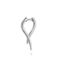 14K White Gold Diamond Spike Drop Earrings