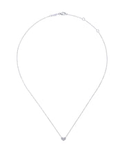 14K White Gold Pave Diamond Pendant Heart Necklace