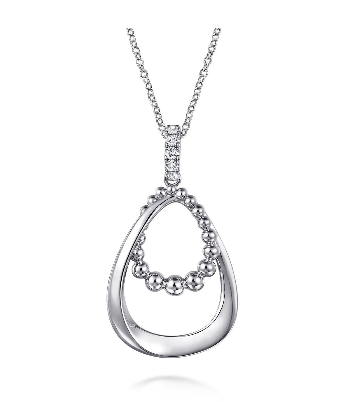 925 Sterling Silver White Sapphire Bujukan Pendant Drop Necklace