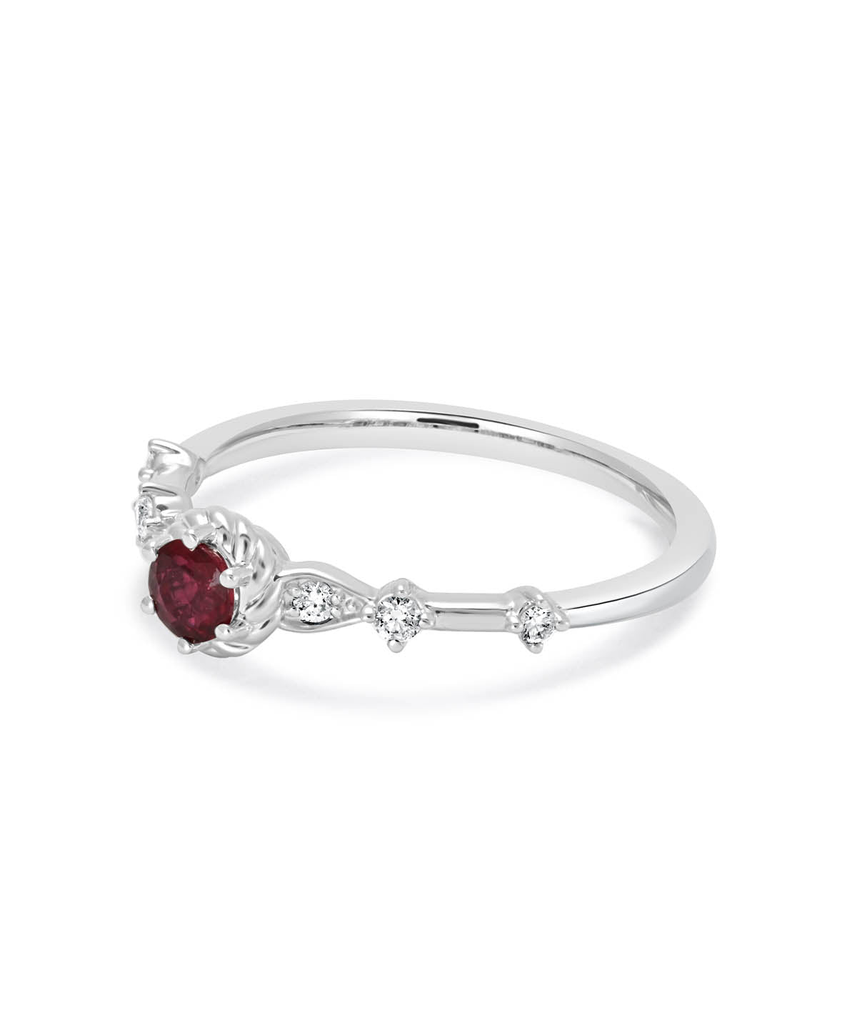 14K White Gold 0.25ct Ruby and Diamond Ring